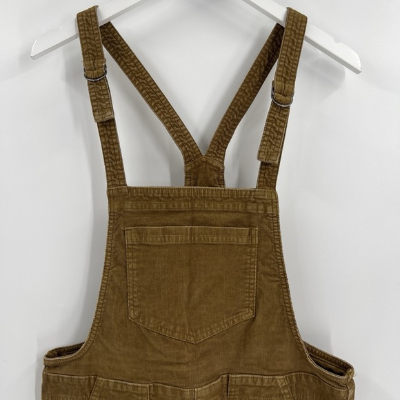 Aerie Werk‎ & Play Brown Corduroy Bib Overalls Size Medium Raw Frayed Hem Casual - Picture 3 of 10
